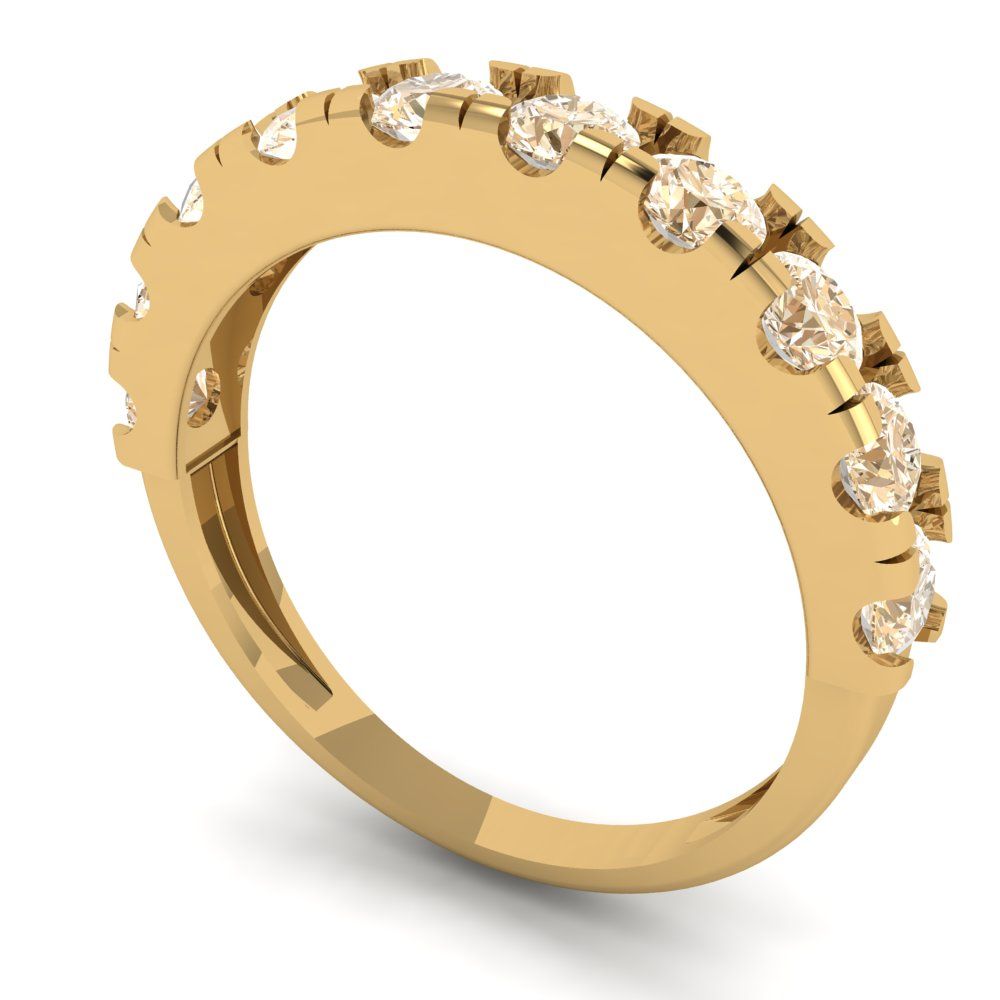 1 cttw Natural Morganite Round Cut Yellow Gold Eternity Wedding Band