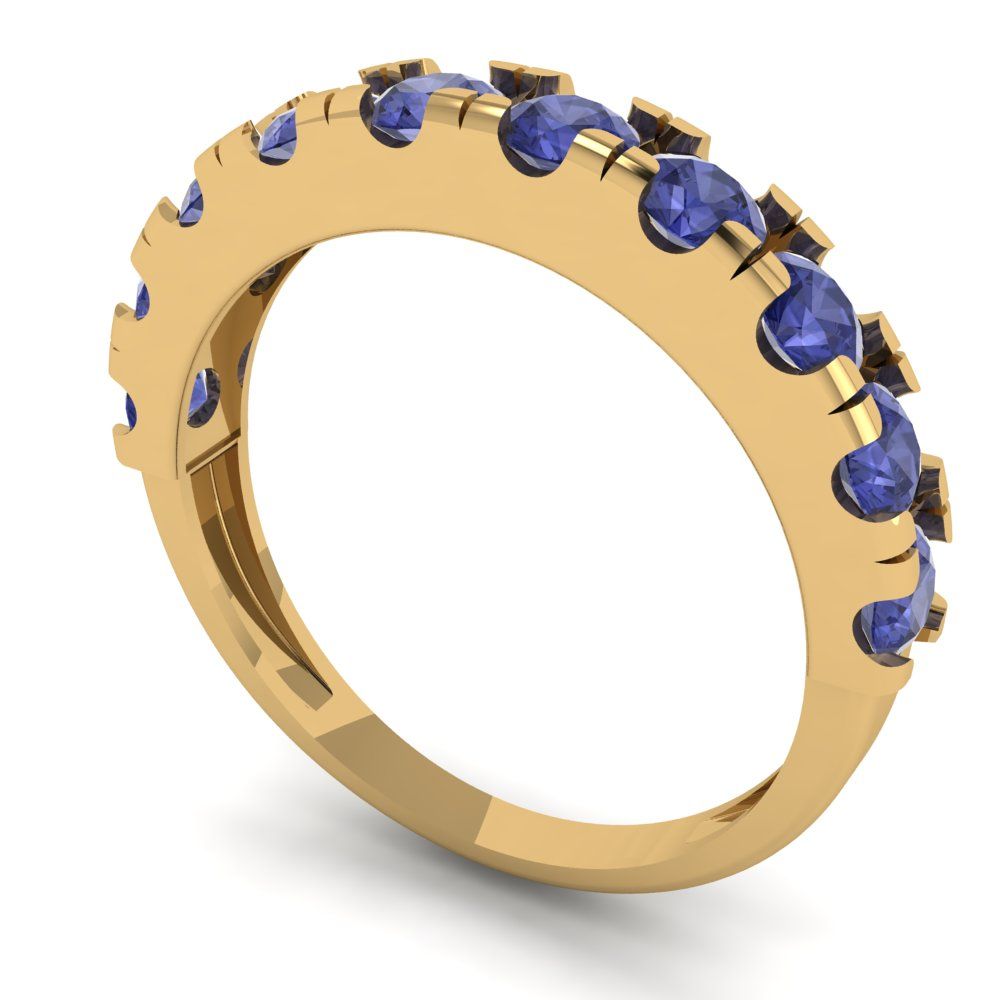 1 cttw Simulated Tanzanite Round Cut Yellow Gold Eternity Wedding Band