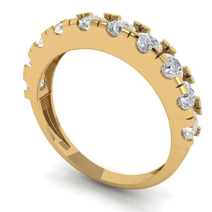 1 cttw White Sapphire Round Cut Yellow Gold Eternity Wedding Band