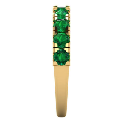 1 cttw Simulated Emerald Round Cut Yellow Gold Eternity Wedding Band