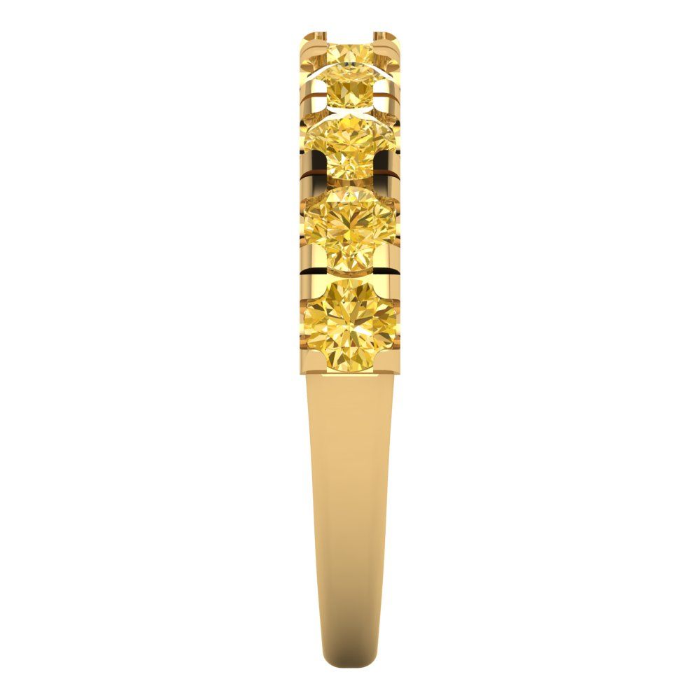 1 cttw Simulated Yellow Diamond Round Cut Yellow Gold Eternity Wedding Band
