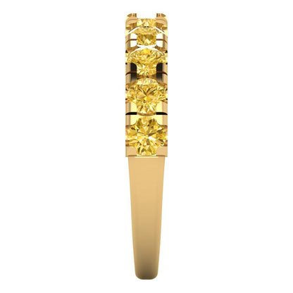 1 cttw Simulated Yellow Diamond Round Cut Yellow Gold Eternity Wedding Band