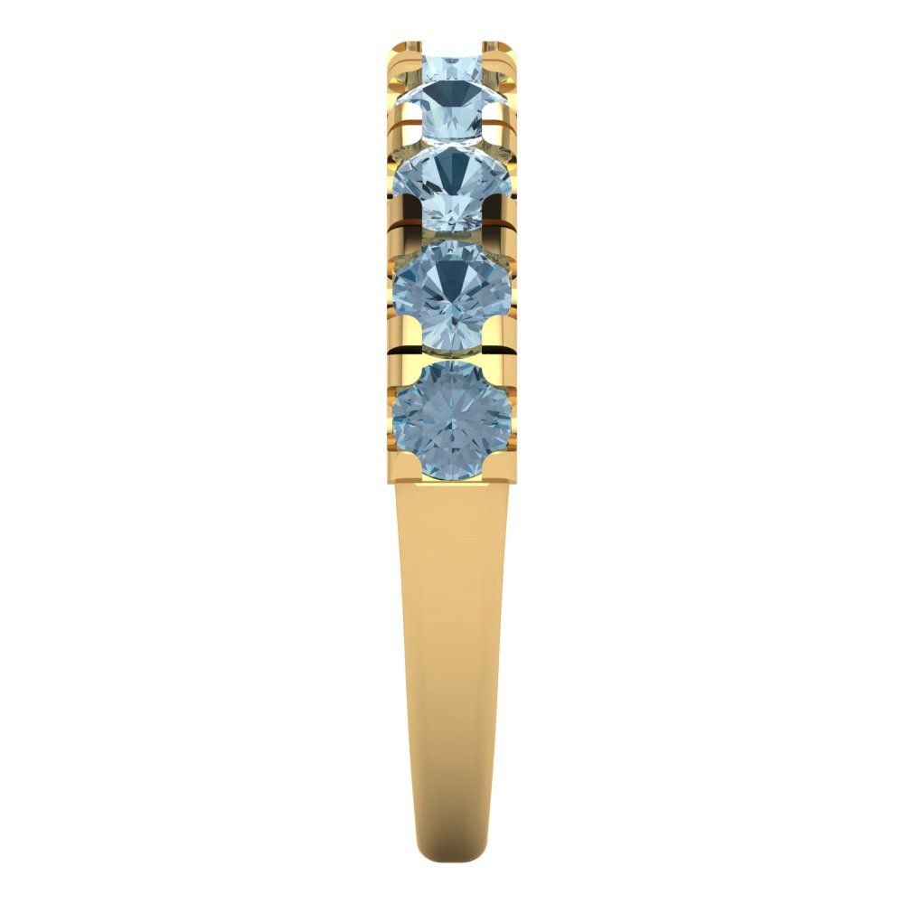 1 cttw Simulated Blue Diamond Round Cut Yellow Gold Eternity Wedding Band