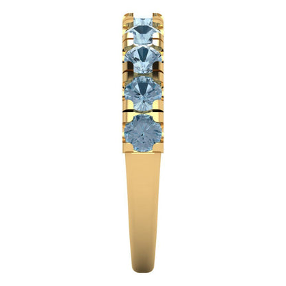 1 cttw Simulated Blue Diamond Round Cut Yellow Gold Eternity Wedding Band