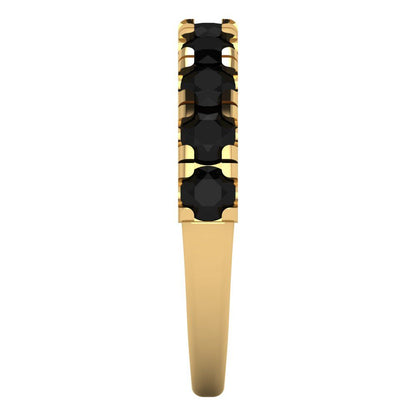 1 cttw Natural Onyx Round Cut Yellow Gold Eternity Wedding Band