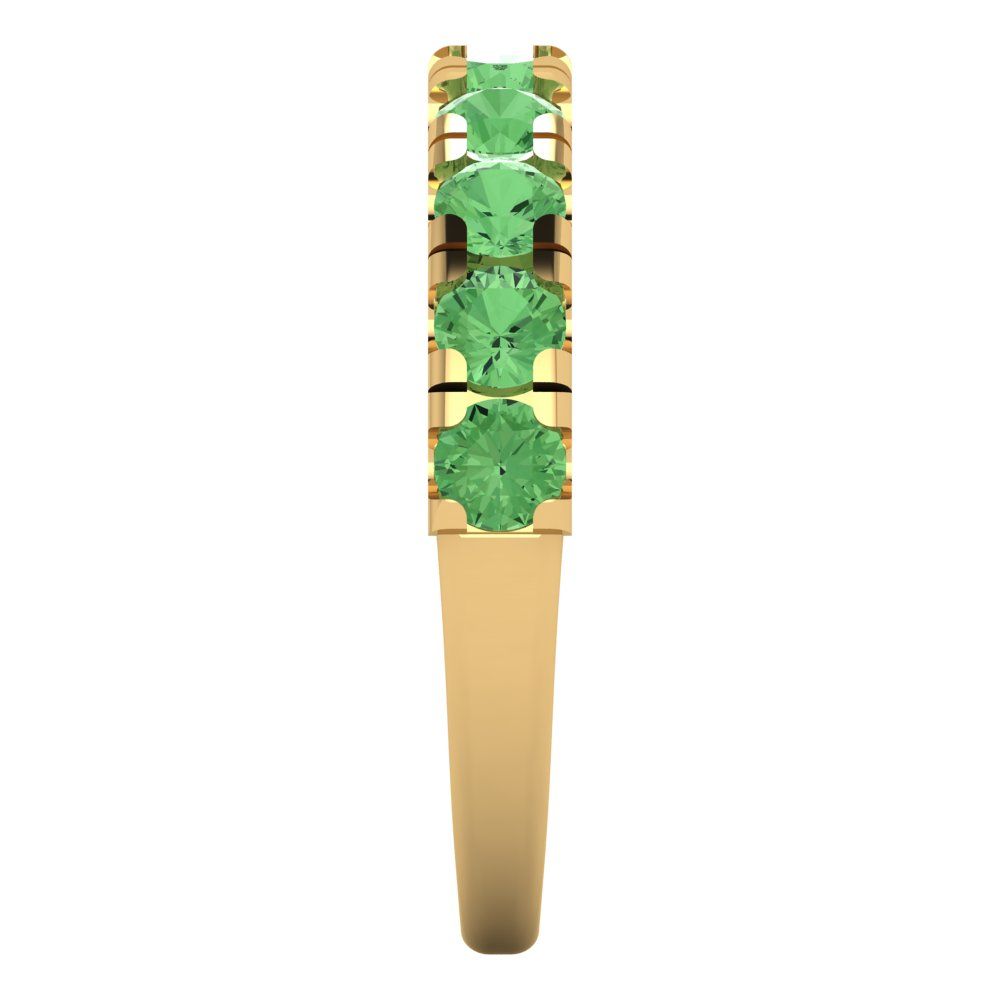 1 cttw Simulated Green Diamond Round Cut Yellow Gold Eternity Wedding Band