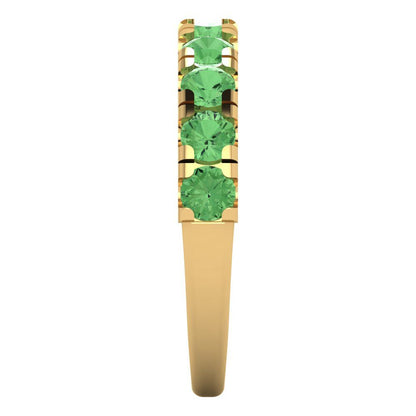 1 cttw Simulated Green Diamond Round Cut Yellow Gold Eternity Wedding Band