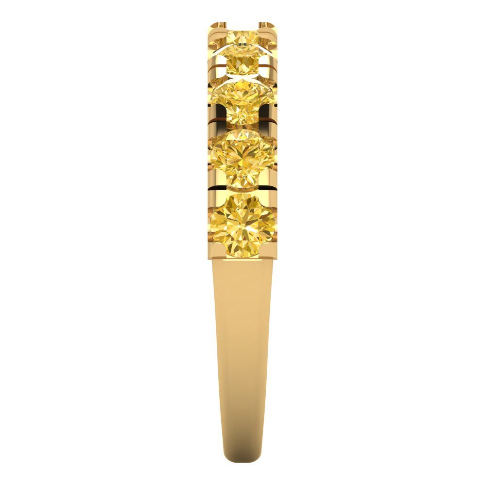 1 cttw Natural Citrine Round Cut Yellow Gold Eternity Wedding Band