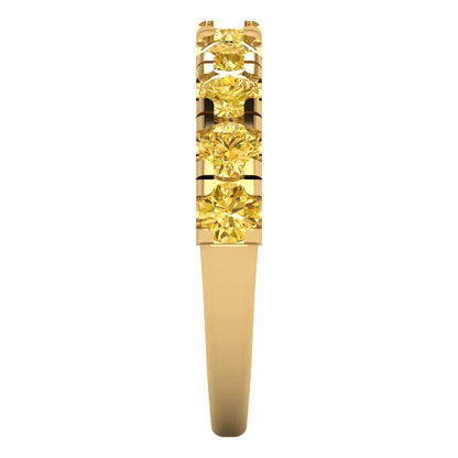 1 cttw Natural Citrine Round Cut Yellow Gold Eternity Wedding Band