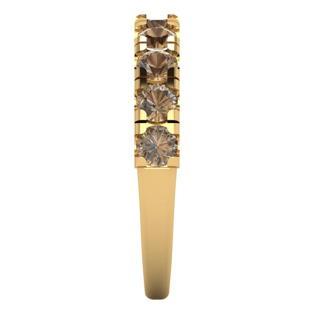 1 cttw Simulated Champagne Diamond Round Cut Yellow Gold Eternity Wedding Band
