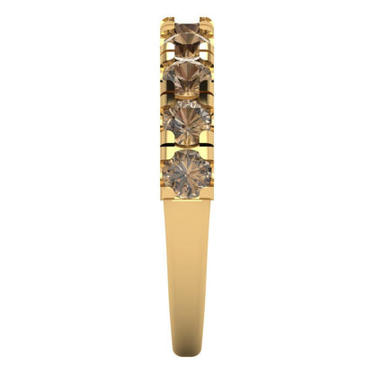 1 cttw Simulated Champagne Diamond Round Cut Yellow Gold Eternity Wedding Band