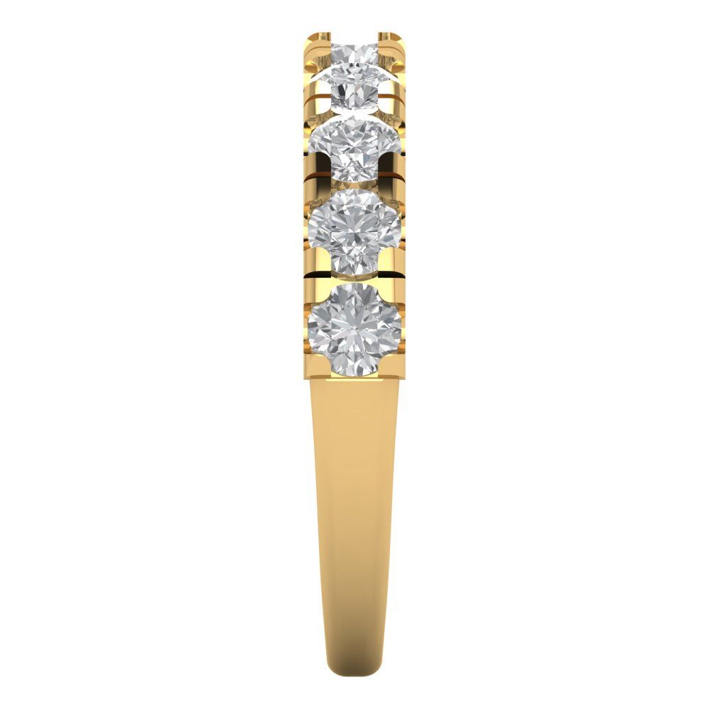 1 cttw Moissanite Round Cut Yellow Gold Eternity Wedding Band
