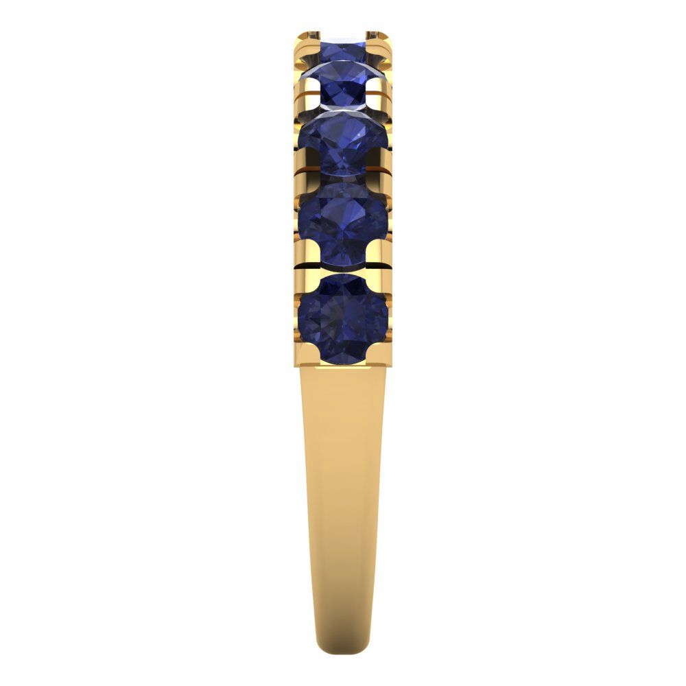 1 cttw Simulated Blue Sapphire Round Cut Yellow Gold Eternity Wedding Band