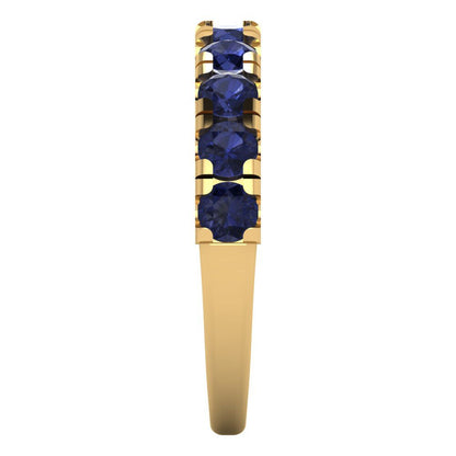 1 cttw Simulated Blue Sapphire Round Cut Yellow Gold Eternity Wedding Band