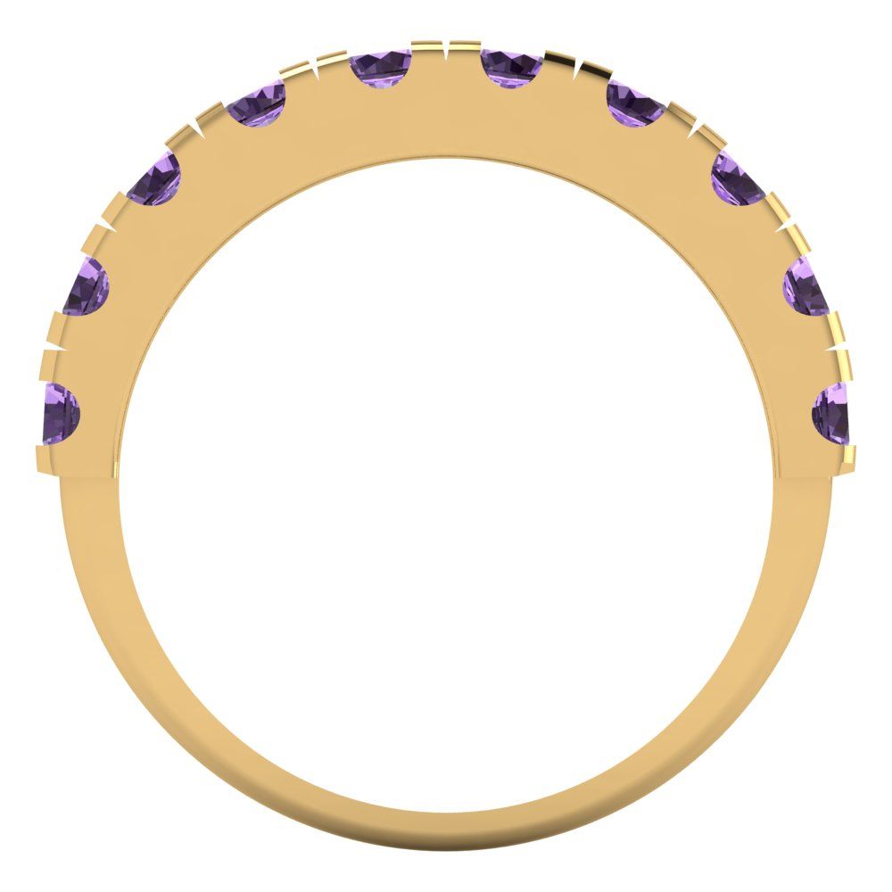 1 cttw Simulated Alexandrite Round Cut Yellow Gold Eternity Wedding Band