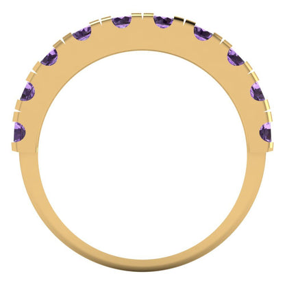 1 cttw Simulated Alexandrite Round Cut Yellow Gold Eternity Wedding Band