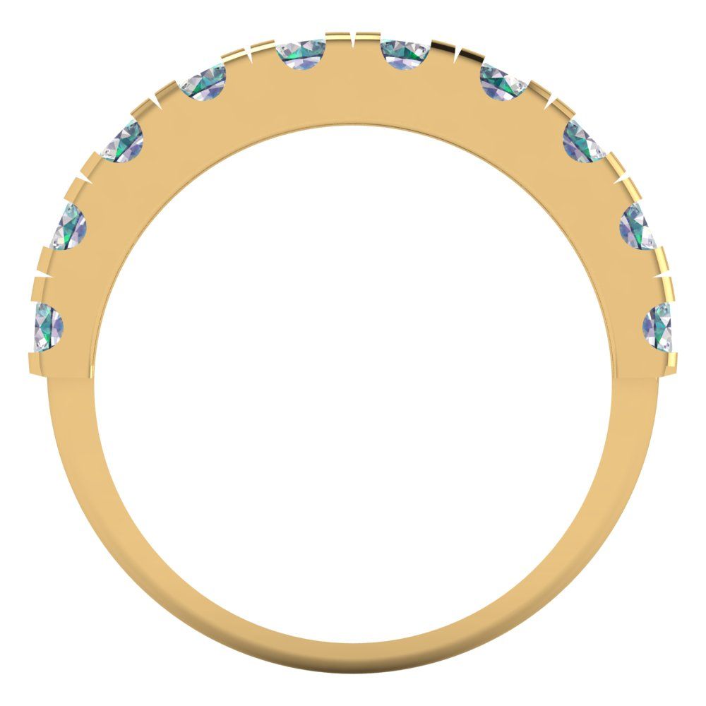 1 cttw Blue Moissanite Round Cut Yellow Gold Eternity Wedding Band