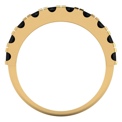 1 cttw Natural Onyx Round Cut Yellow Gold Eternity Wedding Band