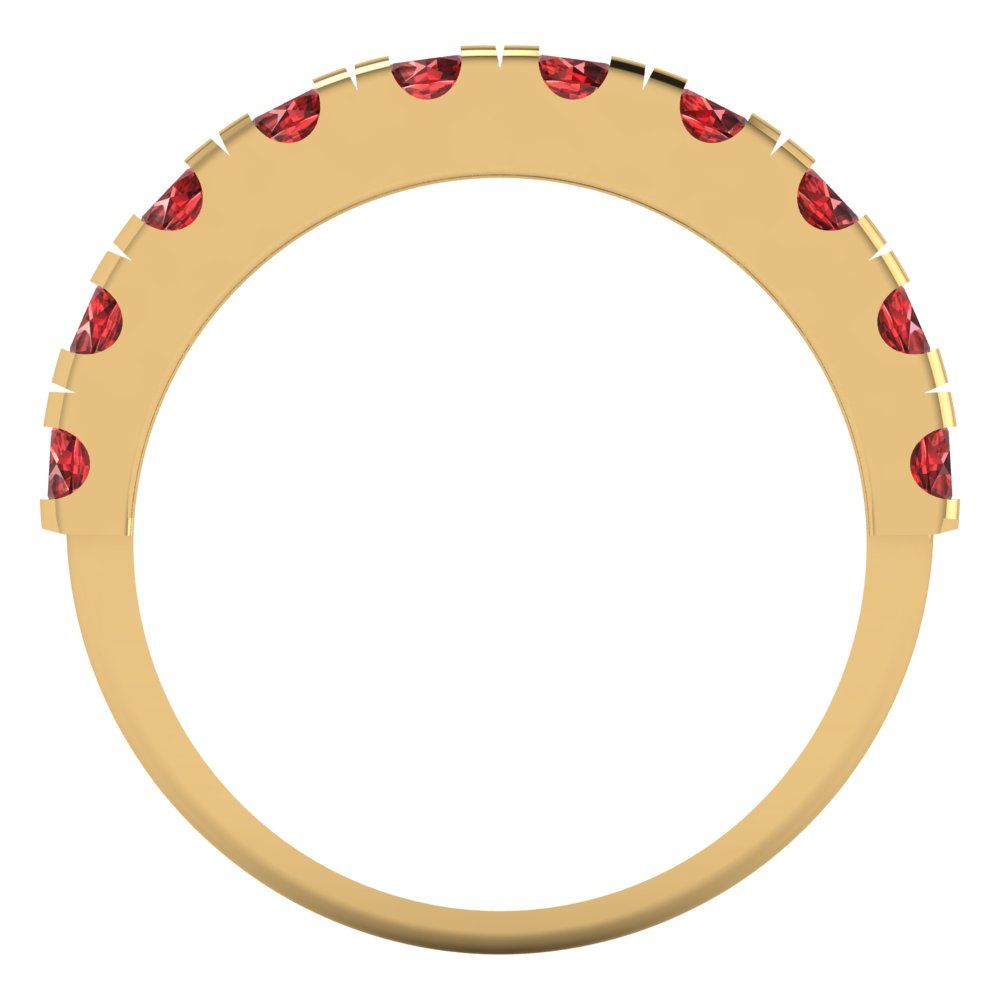 1 cttw Natural Garnet Round Cut Yellow Gold Eternity Wedding Band