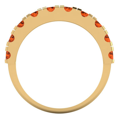 1 cttw Simulated Ruby Round Cut Yellow Gold Eternity Wedding Band