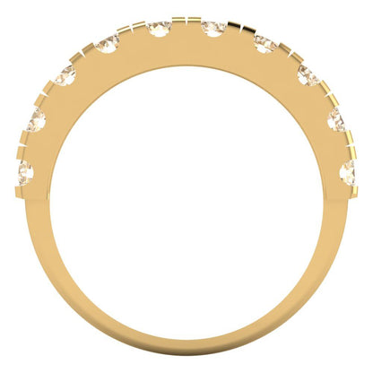 1 cttw Natural Morganite Round Cut Yellow Gold Eternity Wedding Band