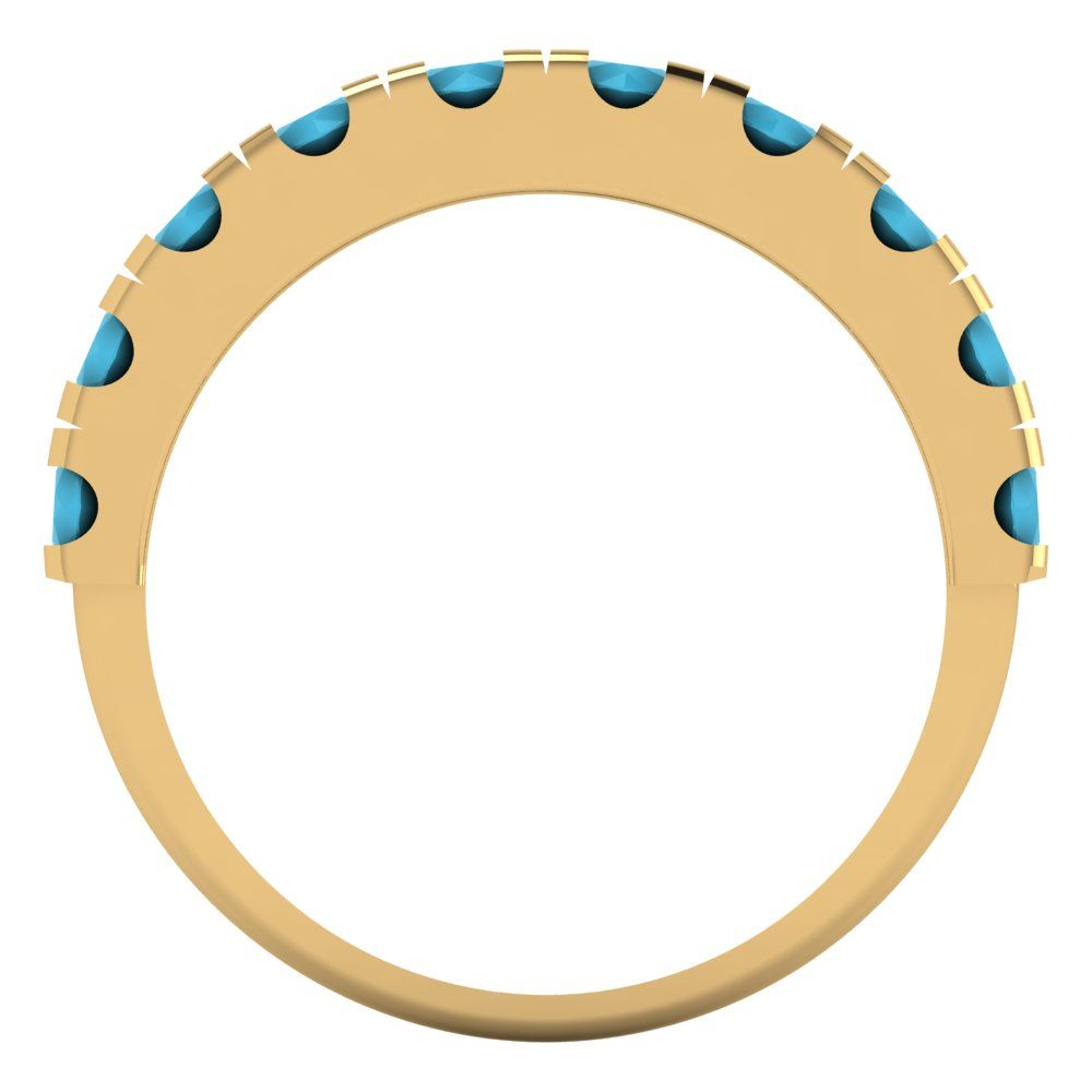 1 cttw Simulated Turquoise Round Cut Yellow Gold Eternity Wedding Band