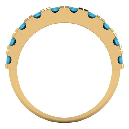 1 cttw Simulated Turquoise Round Cut Yellow Gold Eternity Wedding Band