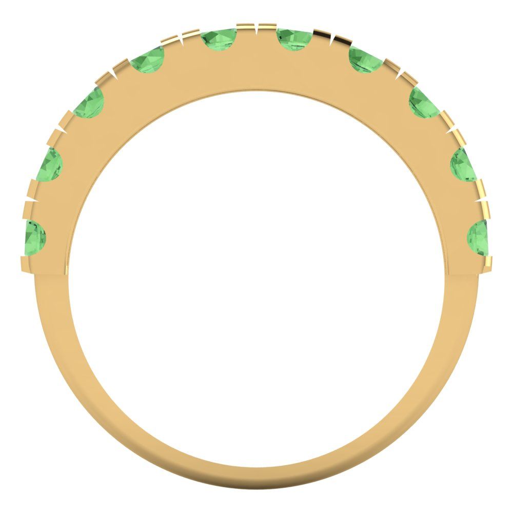 1 cttw Simulated Green Diamond Round Cut Yellow Gold Eternity Wedding Band