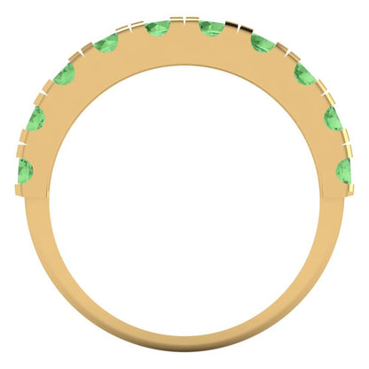 1 cttw Simulated Green Diamond Round Cut Yellow Gold Eternity Wedding Band