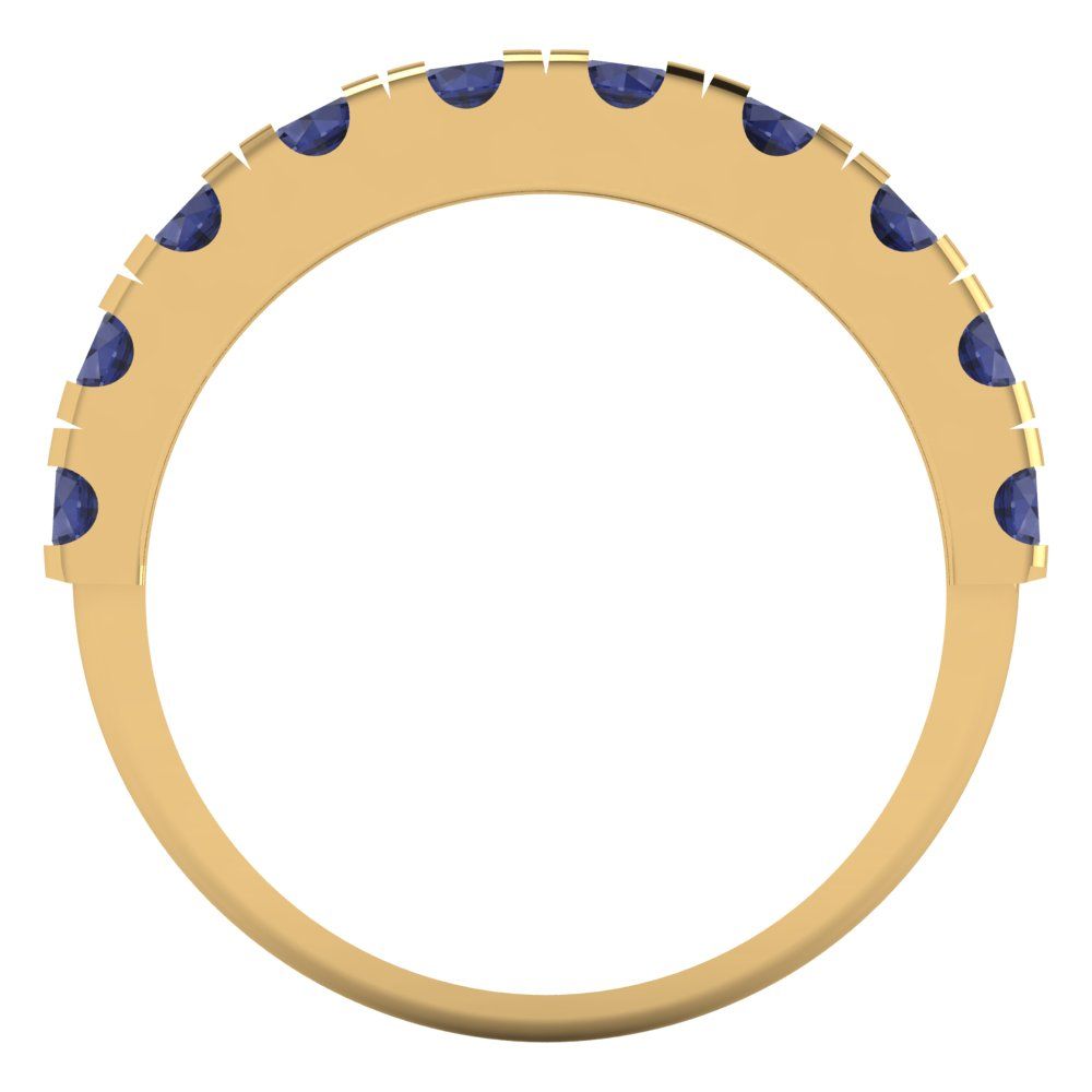 1 cttw Simulated Blue Sapphire Round Cut Yellow Gold Eternity Wedding Band