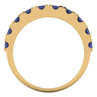 1 cttw Simulated Blue Sapphire Round Cut Yellow Gold Eternity Wedding Band
