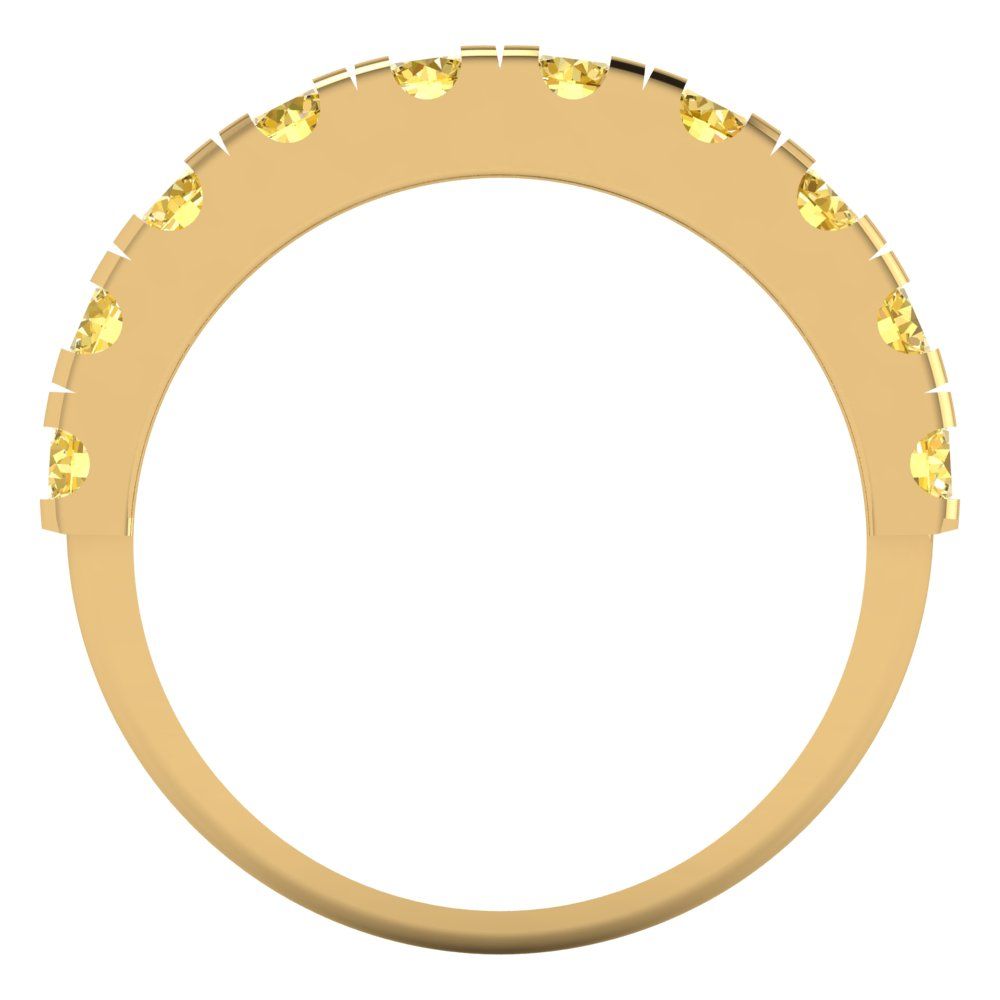 1 cttw Natural Citrine Round Cut Yellow Gold Eternity Wedding Band