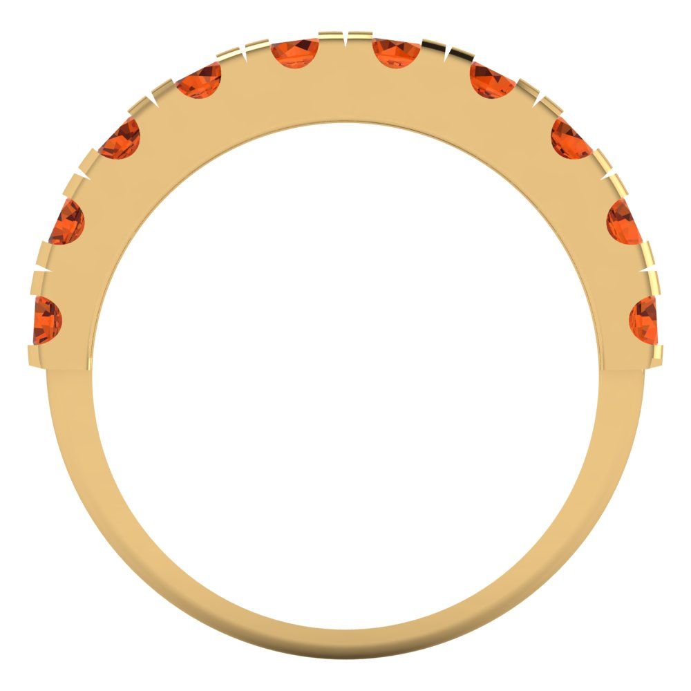 1 cttw Simulated Red Diamond Round Cut Yellow Gold Eternity Wedding Band