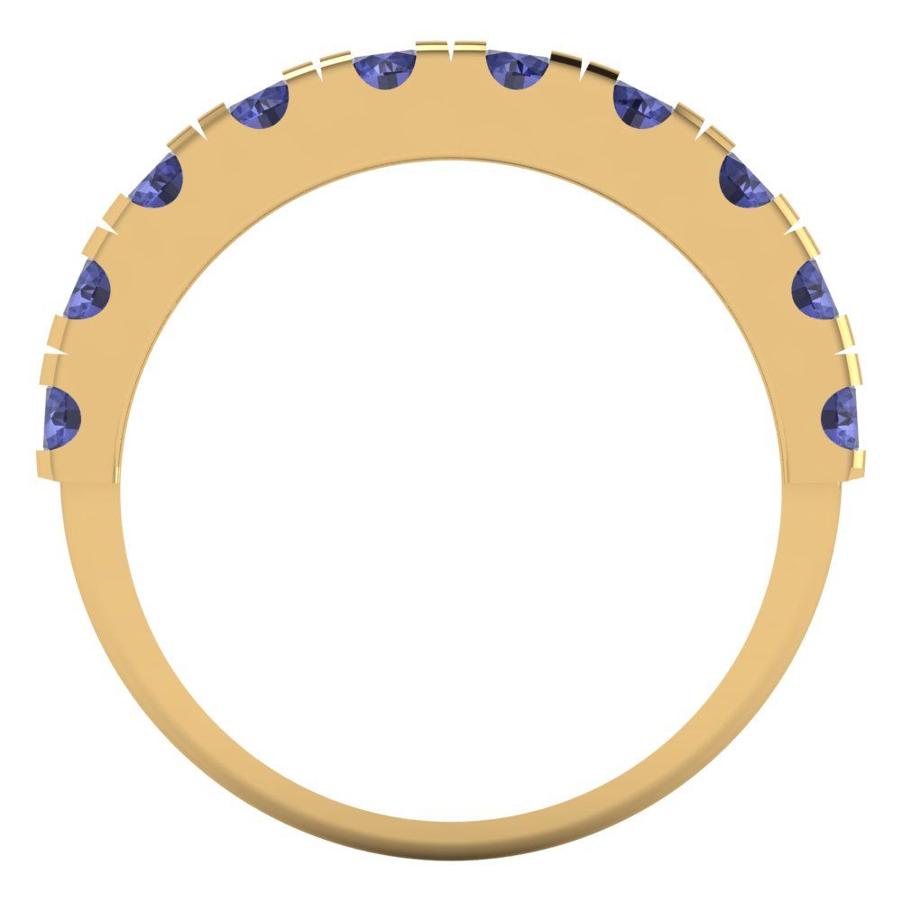 1 cttw Simulated Tanzanite Round Cut Yellow Gold Eternity Wedding Band