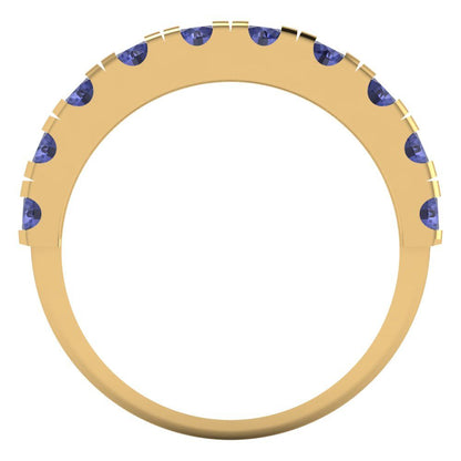 1 cttw Simulated Tanzanite Round Cut Yellow Gold Eternity Wedding Band