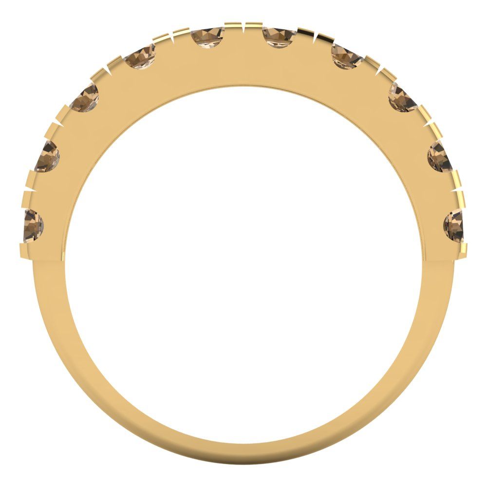 1 cttw Simulated Champagne Diamond Round Cut Yellow Gold Eternity Wedding Band