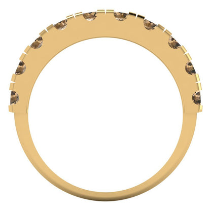 1 cttw Simulated Champagne Diamond Round Cut Yellow Gold Eternity Wedding Band