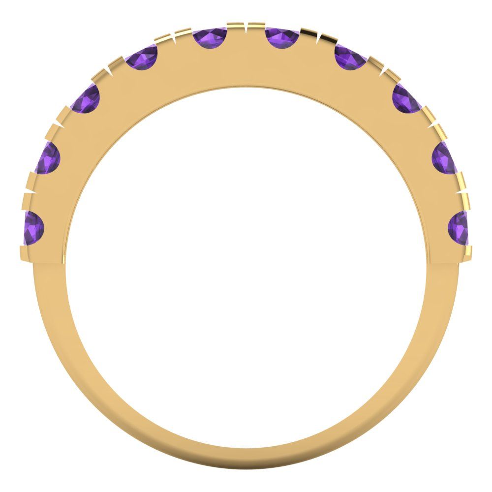 1 cttw Natural Amethyst Round Cut Yellow Gold Eternity Wedding Band