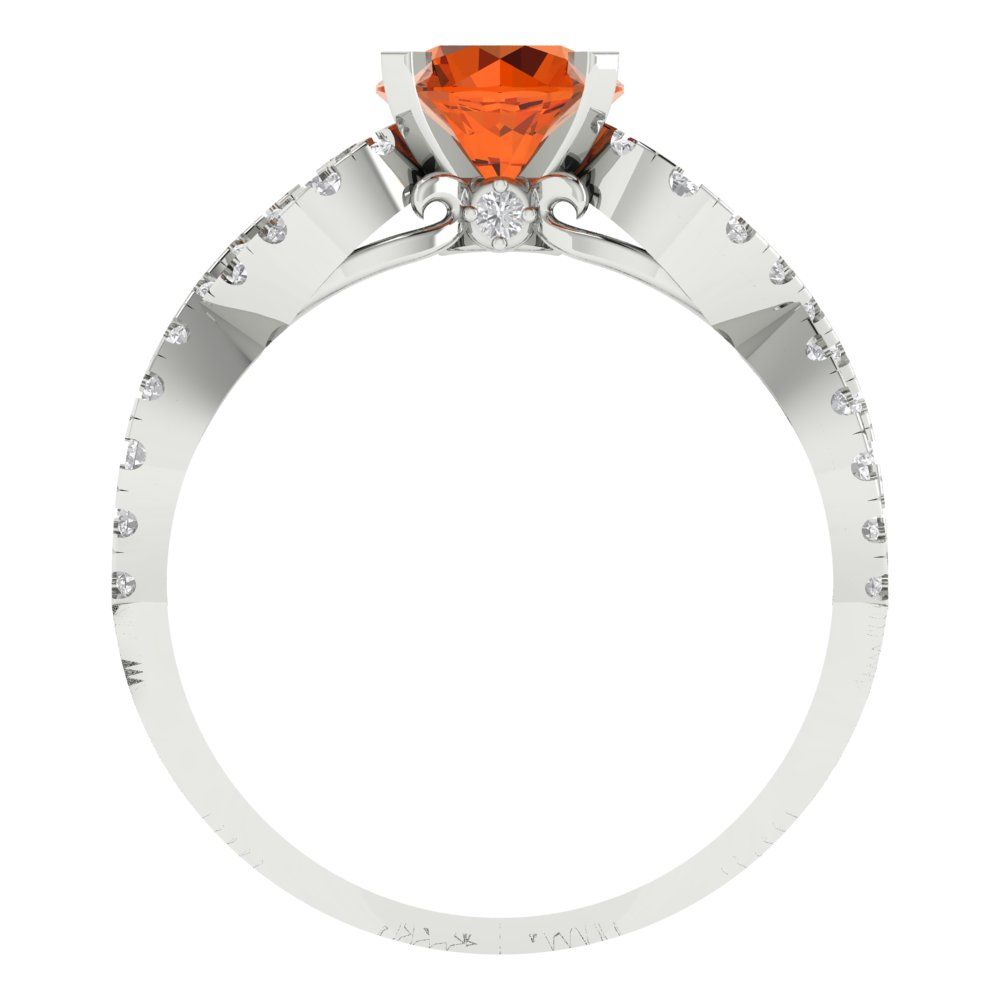 1.42 cttw Simulated Ruby Solitaire with Zirconia Simulated Diamond Accents Engagement Ring - Solid White Gold (VVS1, Round Cut,6.5mm)