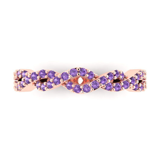 0.495 cttw Simulated Alexandrite Round Cut Rose Gold Eternity Wedding Band