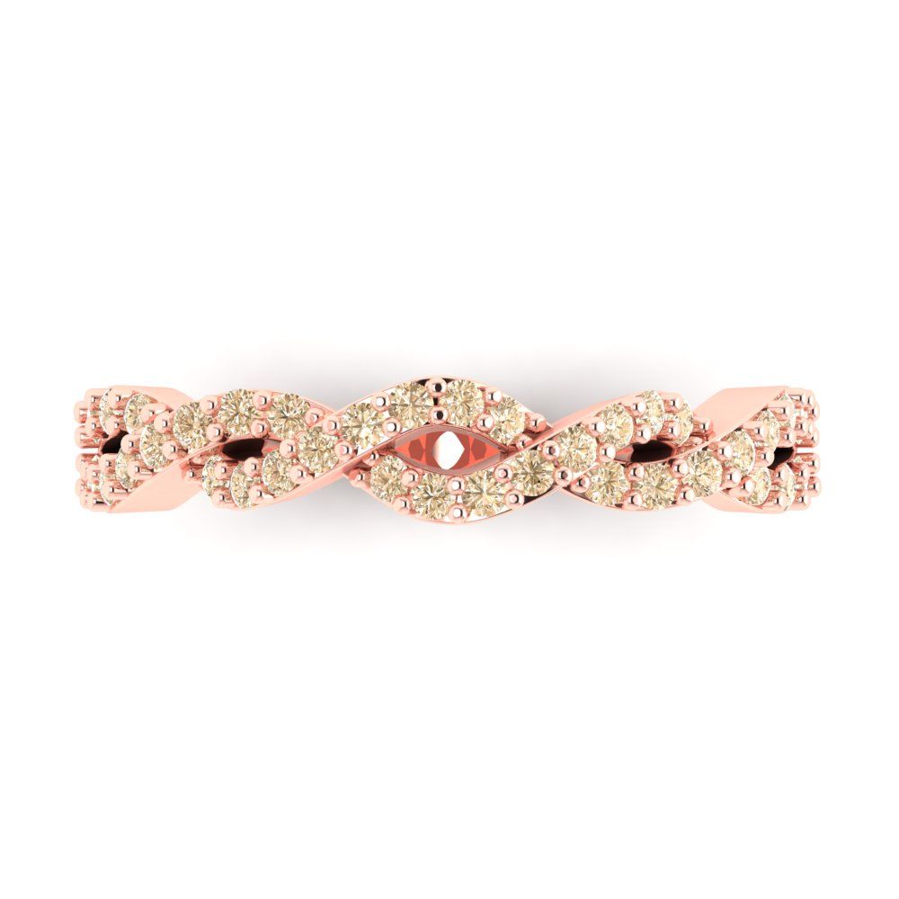 0.495 cttw Natural Morganite Round Cut Rose Gold Eternity Wedding Band