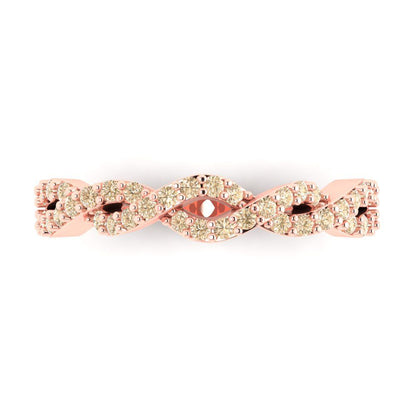 0.495 cttw Natural Morganite Round Cut Rose Gold Eternity Wedding Band