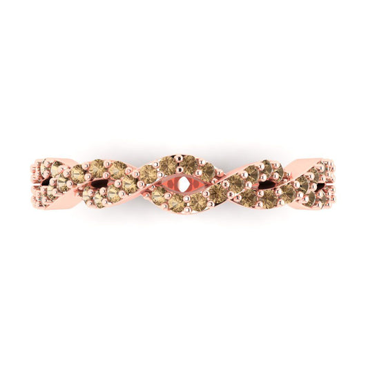 0.495 cttw Simulated Champagne Diamond Round Cut Rose Gold Eternity Wedding Band