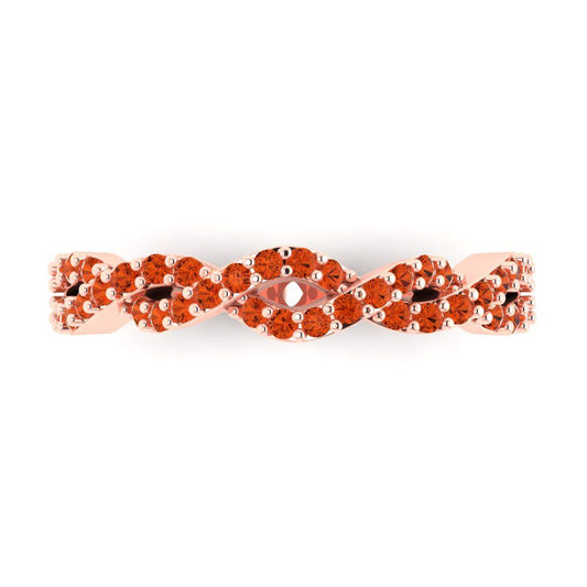 0.495 cttw Simulated Red Diamond Round Cut Rose Gold Eternity Wedding Band