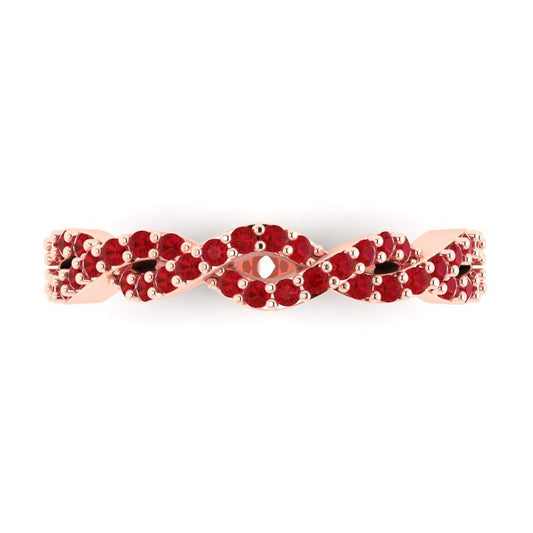 0.495 cttw Simulated Ruby Round Cut Rose Gold Eternity Wedding Band