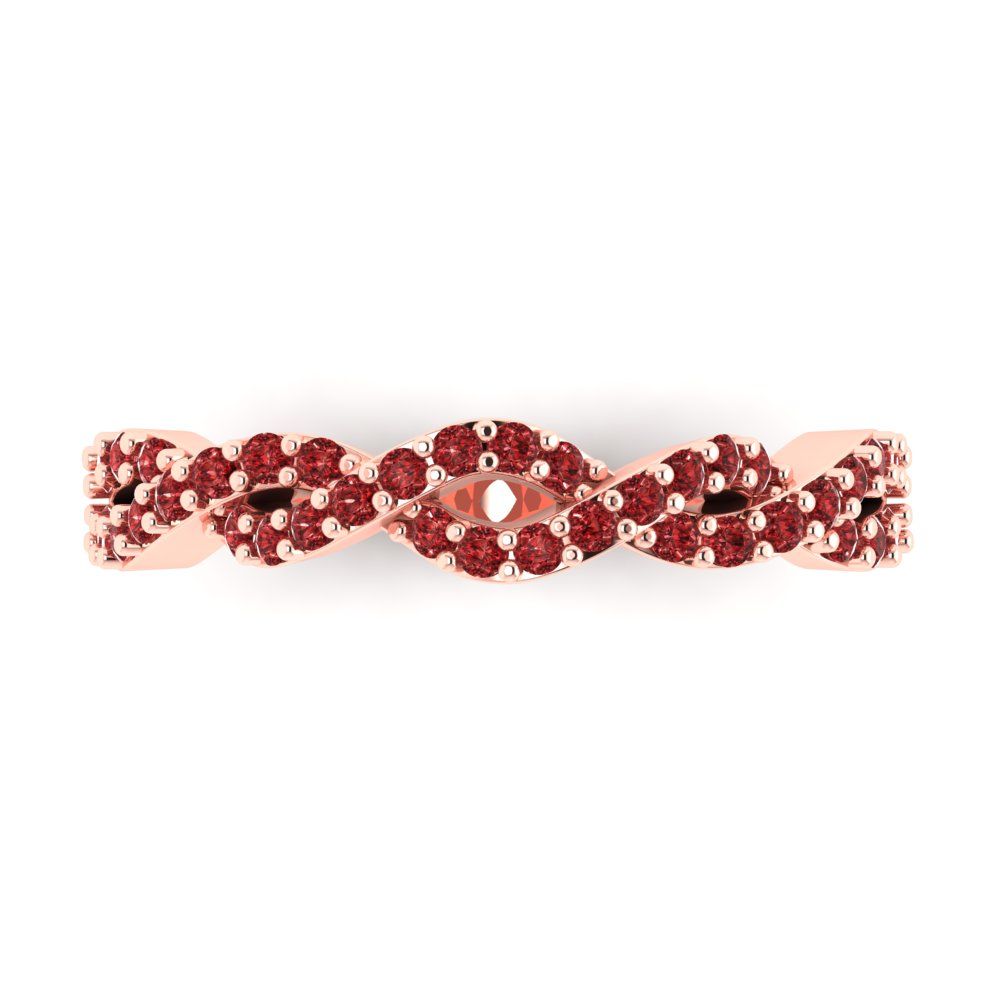 0.495 cttw Natural Garnet Round Cut Rose Gold Eternity Wedding Band