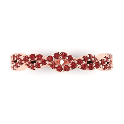 0.495 cttw Natural Garnet Round Cut Rose Gold Eternity Wedding Band