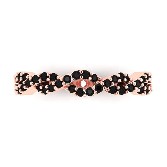 0.495 cttw Natural Onyx Round Cut Rose Gold Eternity Wedding Band