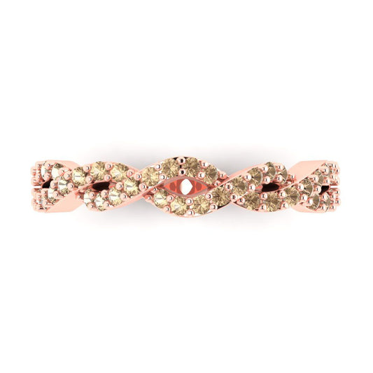 0.495 cttw Yellow Moissanite Round Cut Rose Gold Eternity Wedding Band