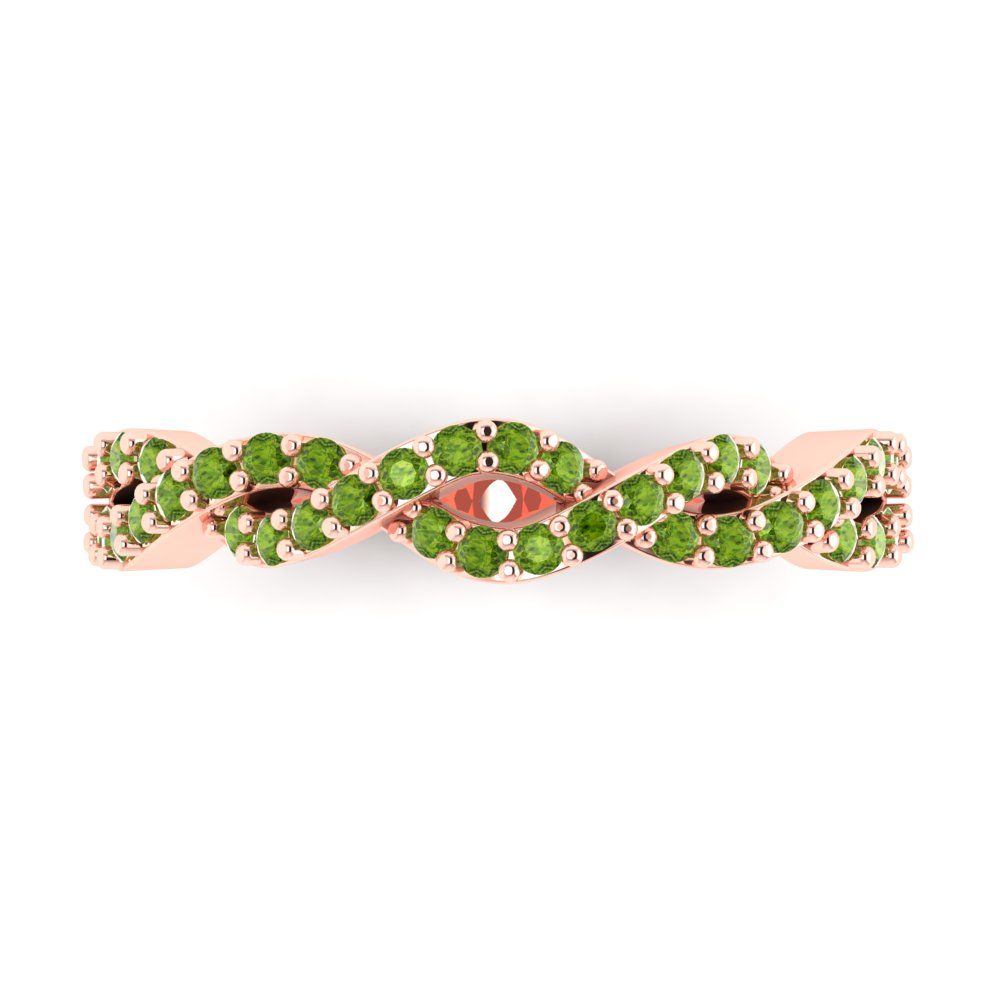 0.495 cttw Natural Peridot Round Cut Rose Gold Eternity Wedding Band
